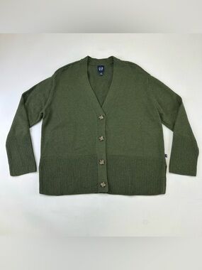Gap cotton womens cardigan Large Vneck 4 button Boyfriend sweater relaxed fit